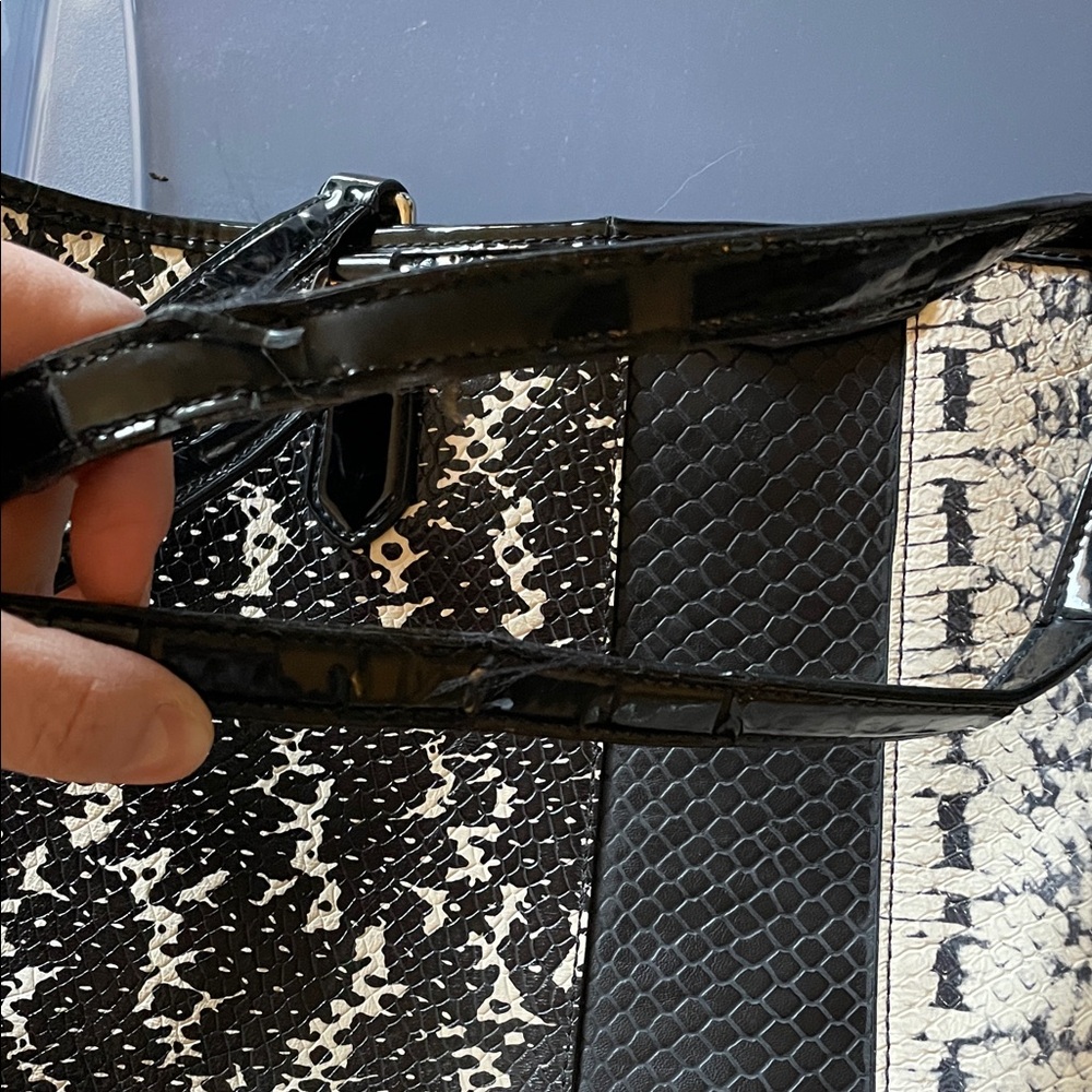 Coach Black and Cream Snakeskin Tote - Picture 3 of 11